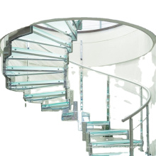 professional customized glass curved staircase with tempered glass tread modern stair